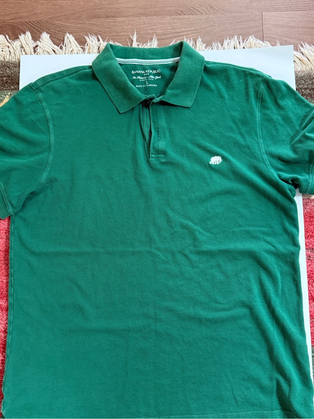 Banana Republic Men's Emerald Green Polo with Embroidered Logo